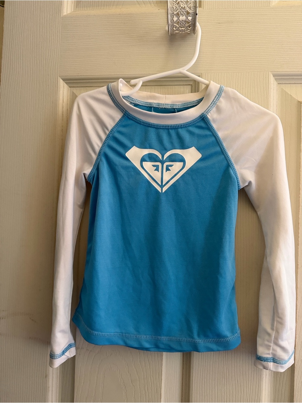 Roxy Girl Light Blue and White Rash Guard